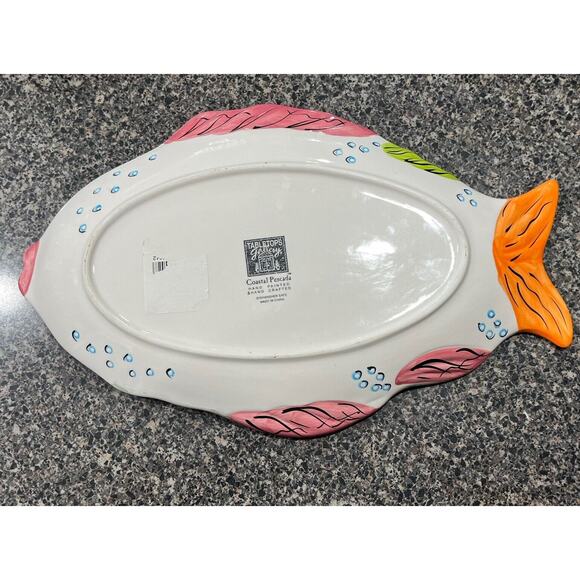 Tabletops Gallery | RARE HTF Coastal Pescada Hand Painted Fish 4 Dish Tropical - Picture 3 of 9